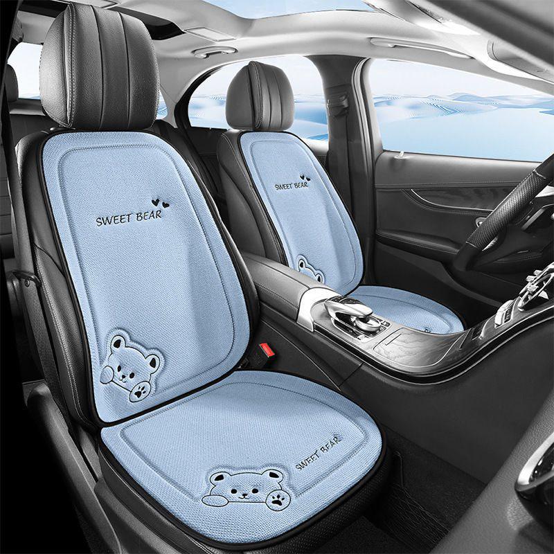 Cartoon Linen Car Seat Cushion – Universal Fit for Rear Driver Seat, Four Seasons