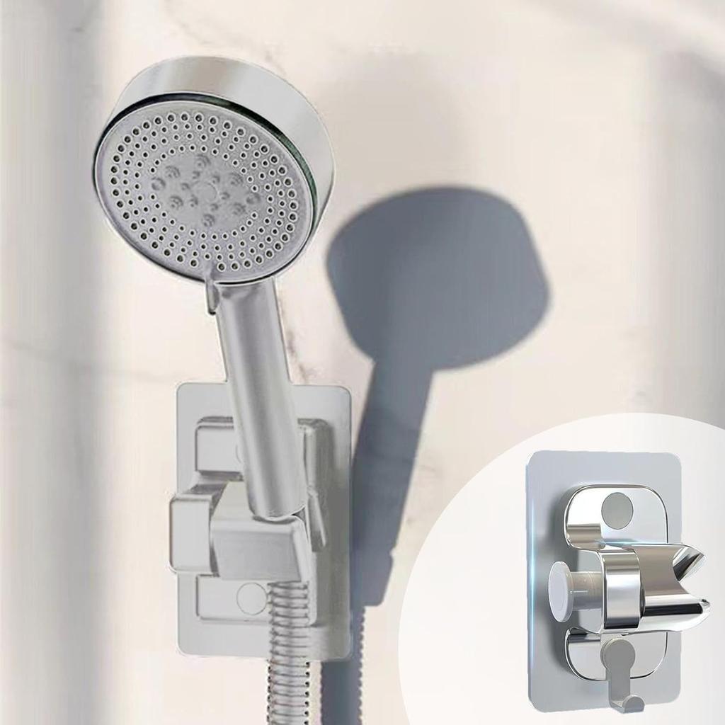 1 Stück Universal Duschkopfhalter Verstellbar Stark Klebend ABS Duschhalterungen mit Haken Wandmontage Wasserdichte Duschbasis