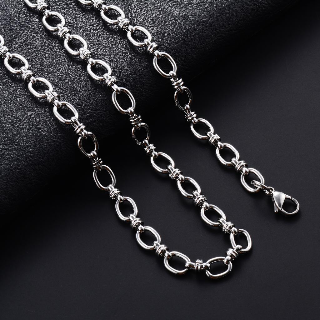 6.5mm Handmade Stainless Steel Link Big Oval Chain Necklace for Women Men Punk Hiphop Boy Chunky Gold Color Choker Metal Jewelry