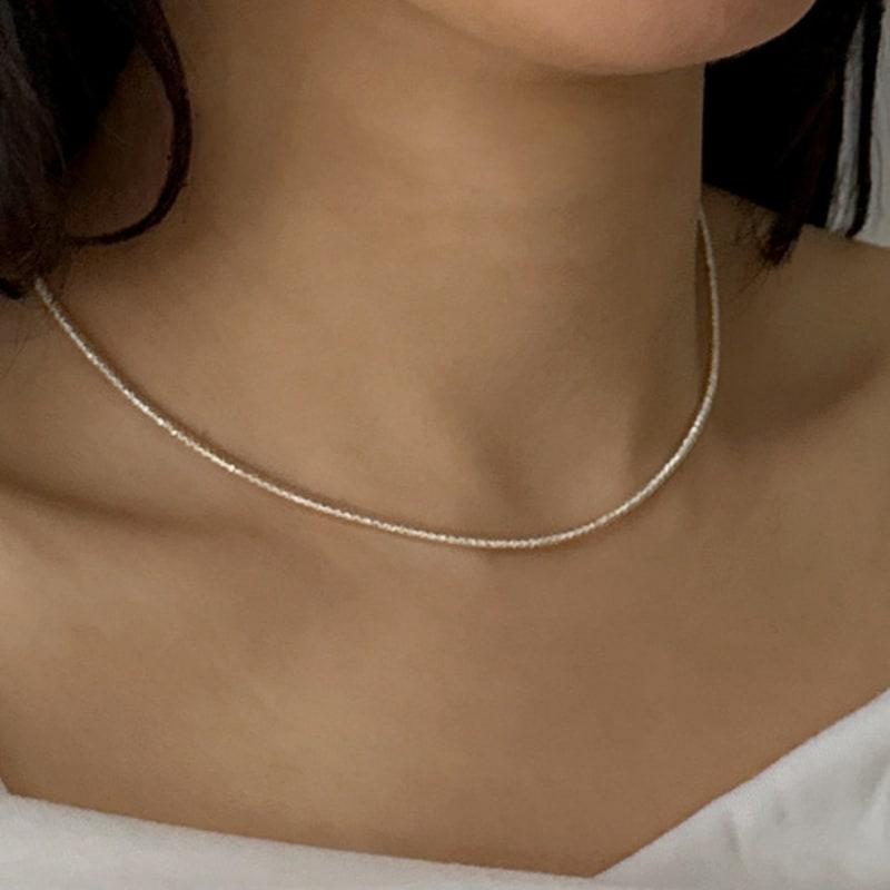 Melliv Silver Coiling Mesh Necklace_mvn62