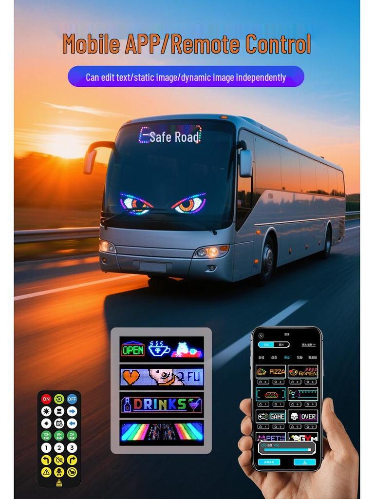 Bluetooth LED Flexible Car Sticker: Smart Devil's Eye Advertising Screen