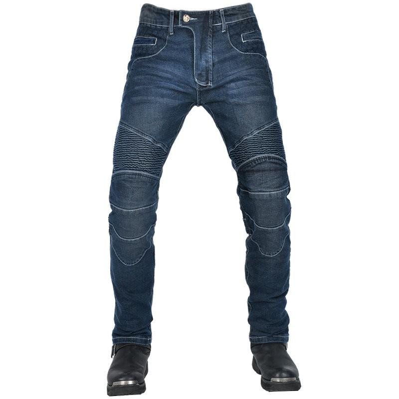 Mens Motorcycle Riding Pants With Built-in Protective Padding Elastic Stretch Denim Style Biker Trousers Use