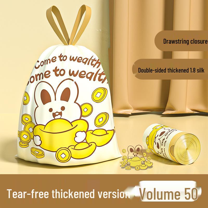 Okas Tear-Free Portable Capibara Thickened Large Garbage Bags for Home, Kitchen, and Dormitory with Drawstring