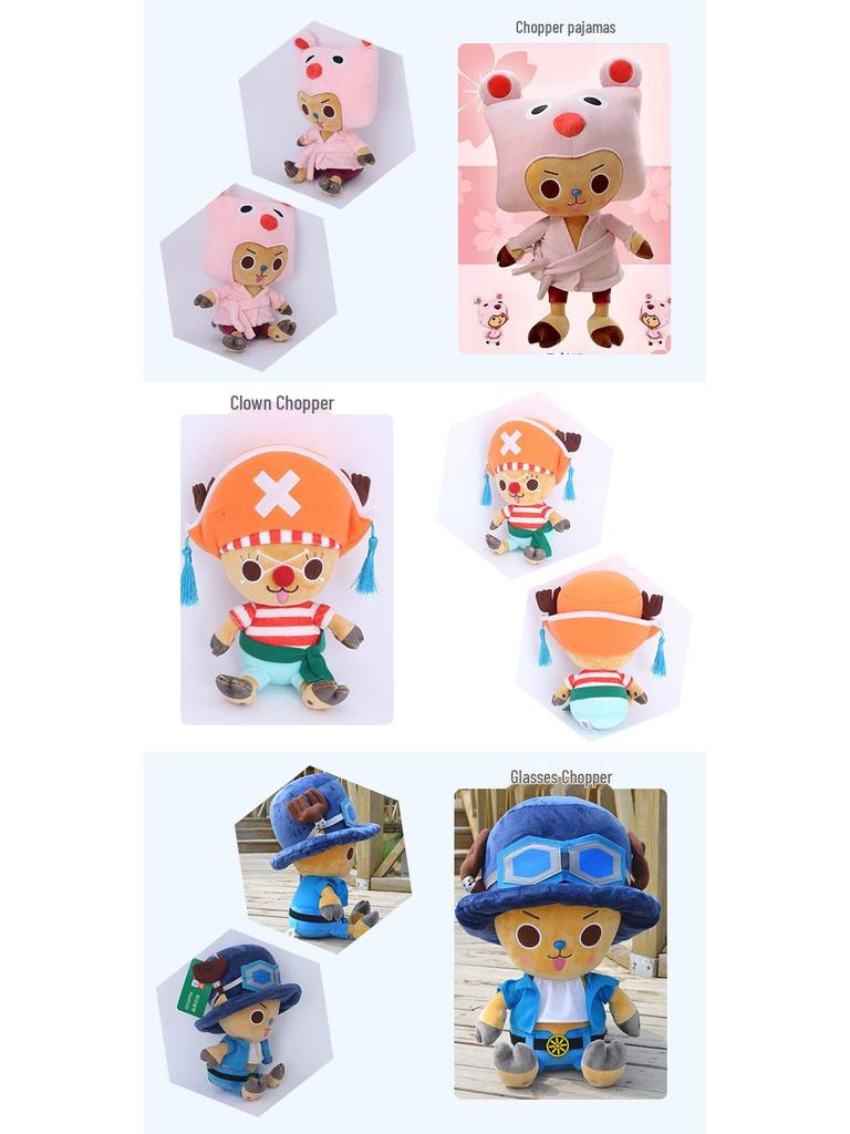 Genuine One Piece Luffy, Chopper, Zoro Plush Figures (20-30cm) - Anime Cartoon Dolls, Perfect Gifts