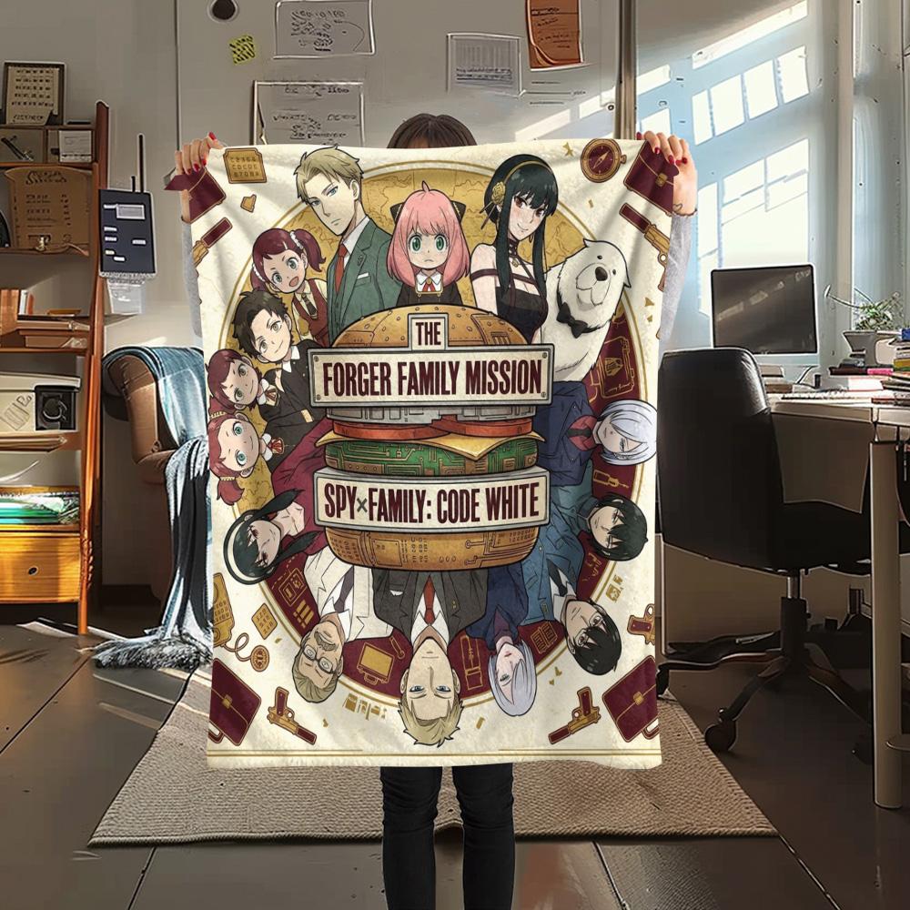 1 Stück Spy Family Gemusterte Flanelldecke Geeignet für Alle Jahreszeiten Für Heimdekoration Wärme Und Komfort Geschenke Feiertagsgeschenk