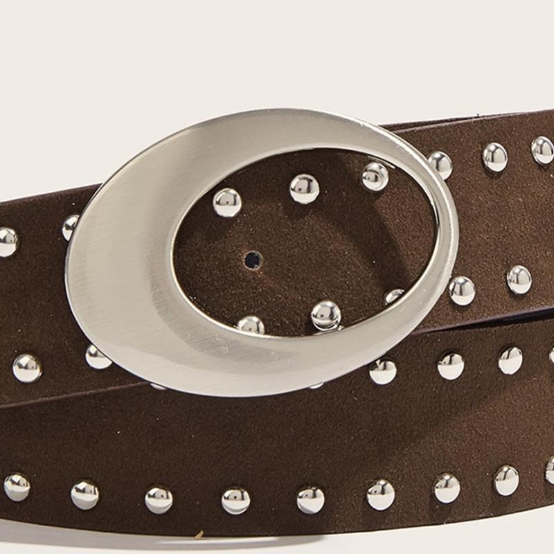 Women's Punk Waistband Adjustable Waist Belt For Jeans Stylish Studded PU Leather Strap