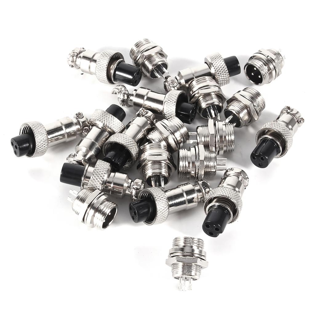 10 Set GX12 3Pin 12mm Aviation Plug Male Female Metal Socket Connector