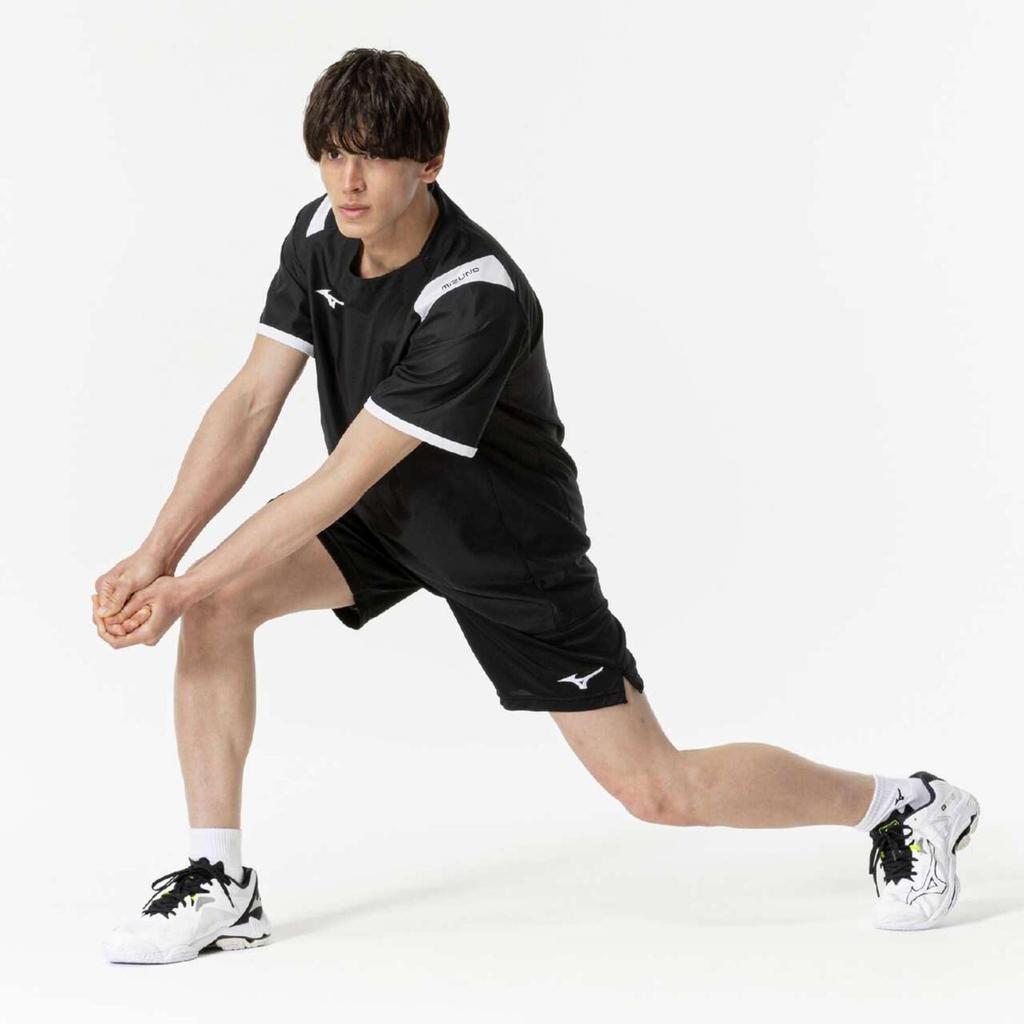 Volleyball wear BASIC Short-sleeved training top V2MEB530 Unisex Black x White M