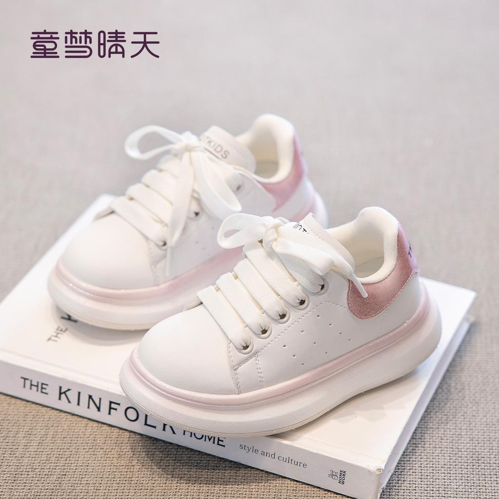 Size 26-37, girls' shoes, white sneakers, Spring and Autumn 2025 new children's little white shoes, student board shoes, soft soles