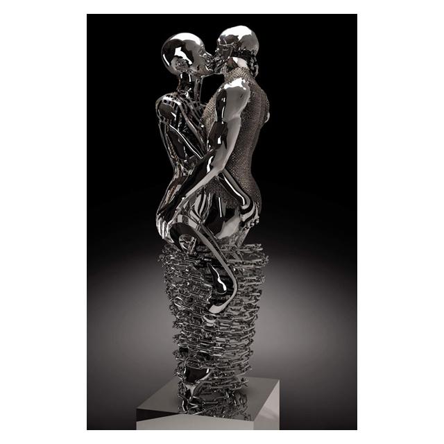 Umarmender Kuss Metallstatue Leinwandgemälde Abstrakter Liebhaber Poster und Drucke Wandkunst Bilder für Wohnzimmer Wanddekoration Cuadros