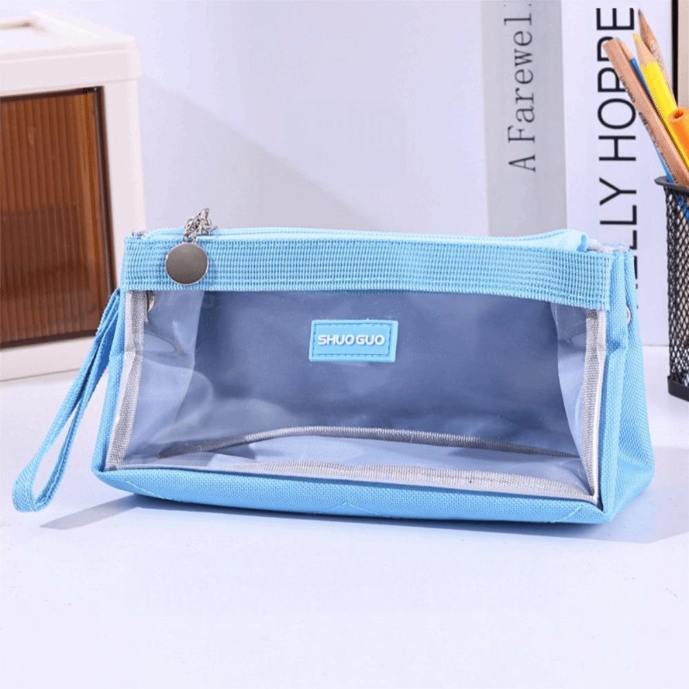 Transparent Pencil Bag Large Capacity Storage Bag Multifunctional Zipper Pen Bag Students