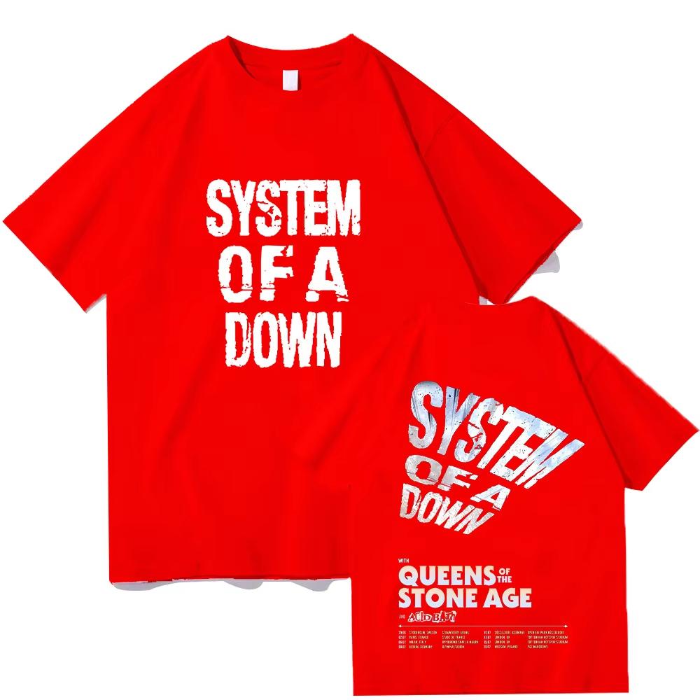 System of A Down Tour 2026 T-shirt Vintage Men's Women Cotton Quality Short Sleeve Tees Male Rock Music Band Clothes High Street