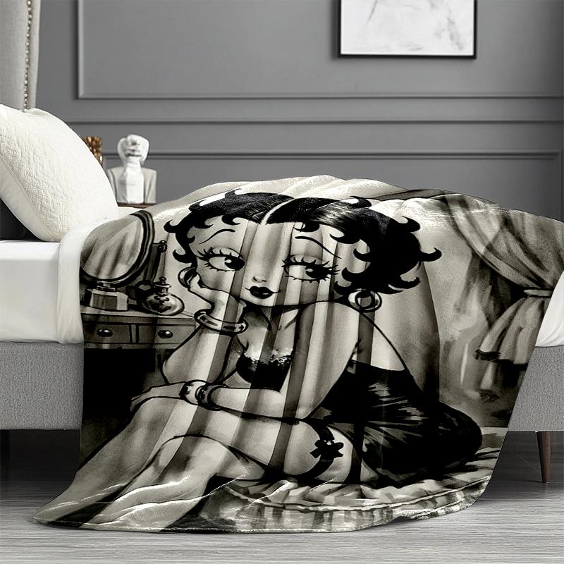 Betty Boop Print Blanket - Soft & Comfortable, for Bedroom, Travel, Sofa, Home Decoration - Birthday Christmas Gift for Friend
