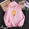 Sunset Print Fleece Long-Sleeved Sweater Men'S And Women'S Pullover Hooded Couple Casual Loose Coat