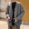 Man Clothes with Pockets Knitted Sweaters for Men Coat Solid Color Plain Jacket Cardigan Icon V Neck Overfit Ugly Korean Fashion
