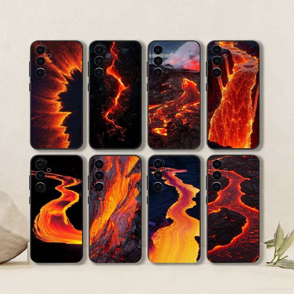 Volcano Phone Case Black Silicone Soft For Samsung Galaxy A73,A72,A71,A70,A53,A52,A51