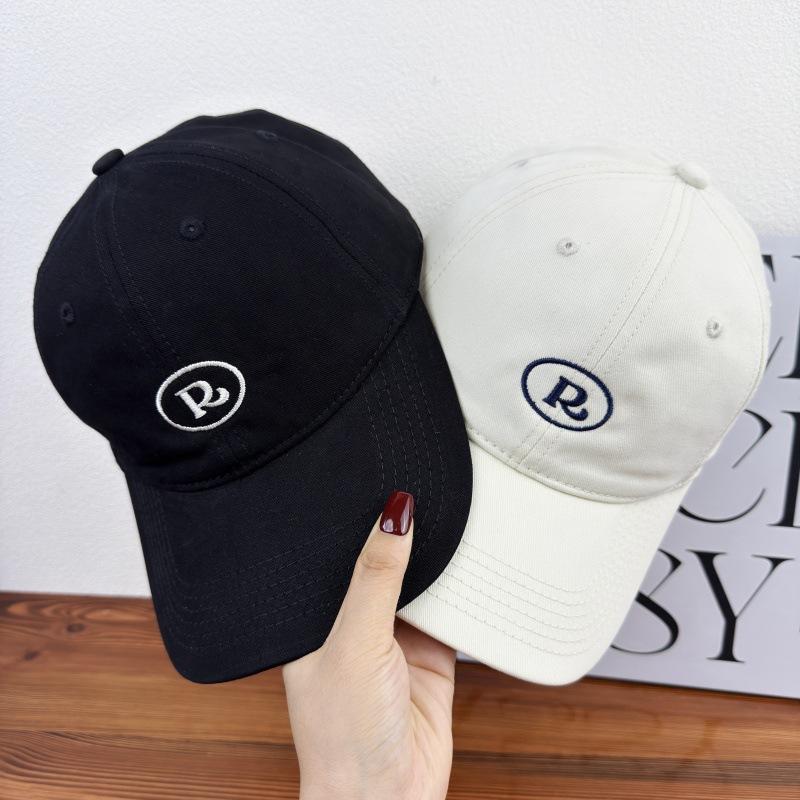 Spring and Autumn New Embroidered R Letter Cotton Wide-brimmed Baseball Hat Large Head Circumference Men's and Women's Face Small Shade Cap