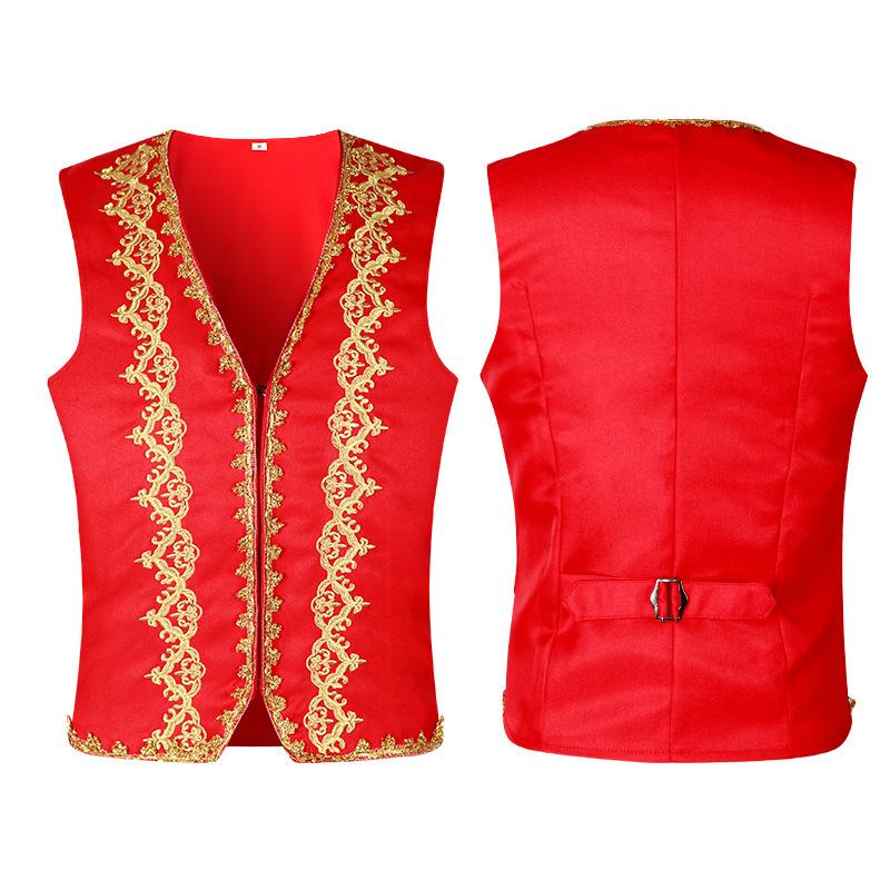 2025 Gothic Medieval Men's Vest and Waistcoat Set for Spring/Autumn - European & American Style Stage Costume