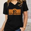 Stay Golden Shirts for Women Funny Golden Retriever Tshirt Dog Lover Gift Vneck Casual Tops Golden Dog Mom Harajuku Tops Tees