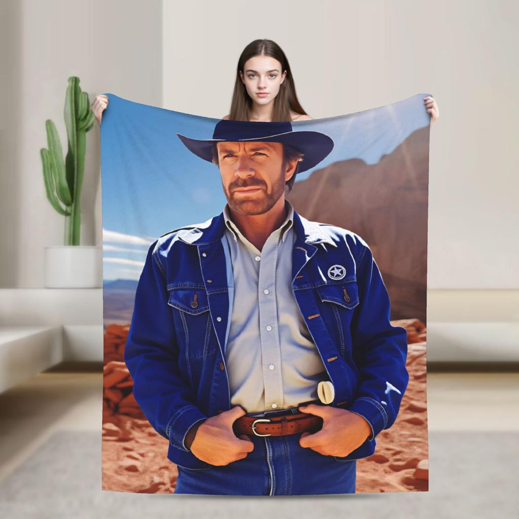 Chuck norris Poster Blankets Quality Warm Soft Bedding Throws Autumn Picnic Couch Bed Trend Bedspread