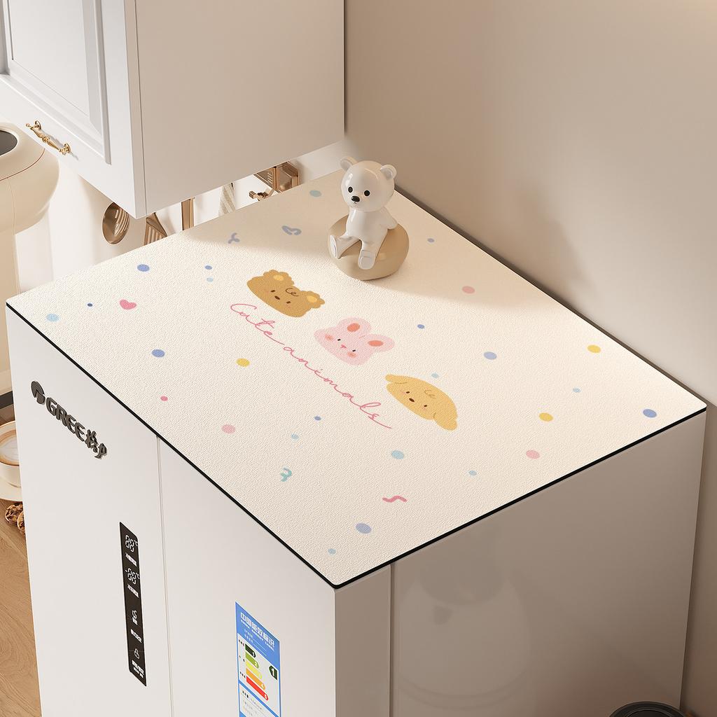 Cute Dessert Print Refrigerator Top Cover Mat Colorful Dot Waterproof Non Slip Anti Dust Cabinet Surface Pad Kitchen Mat
