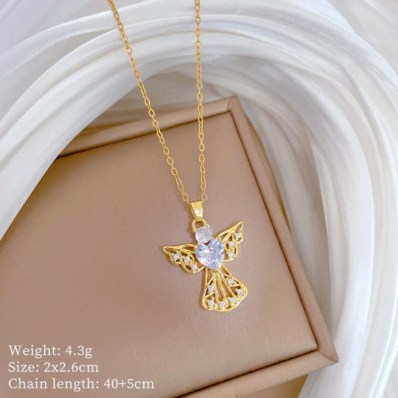 Foreign Trade Portrait Copper Micro-Inlaid Necklace Combination Female Real Gold Electroplated Exquisite Collarbone Chain
