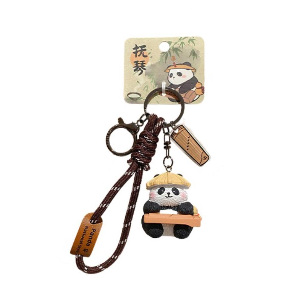 Kawaii Panda Keychain Chinese Style Car Key Ring Creative Panda Dolls Pendant  Key Decor