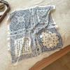 70x70cm Lightweight Cotton Silk Square Scarf With Boho Floral Print Breathable Neck Wrap Women