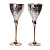 Engraved Brass Goblet Champagne Glasses Flutes Coupes Wine Glass Set (Thick)