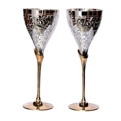Gobelet en Laiton Gravé Flûtes à Champagne Coupes Verres à Vin Ensemble (Épais)