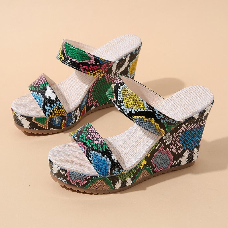 Plus Size 35-42 Shoes for Women 2024 Platform High Heel Wedges Summer Fashion Sandals Open Toe Slides Comfortable Women Slippers