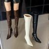 Over-knee boots women's 2025 autumn and winter new pointed thin heel Korean version versatile high heel elastic thin boots white boots