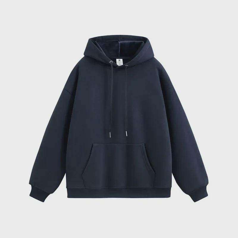 Women's Silver Fox Hooded Sweater: Autumn/Winter 450g Fleece, Long Sleeve, Casual Solid Color, Loose Fit