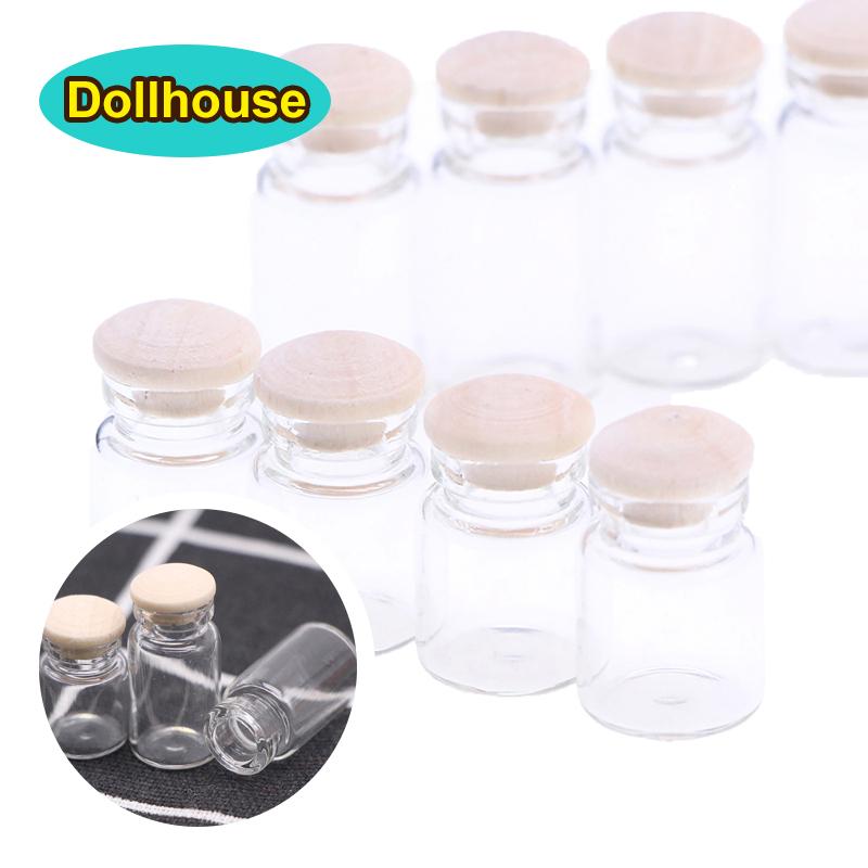4Pcs 1:12 Dollhouse Miniature Glass Jars Model Candy Jars Storage Jars with Wood Lid Ornament Food Toy Accessory