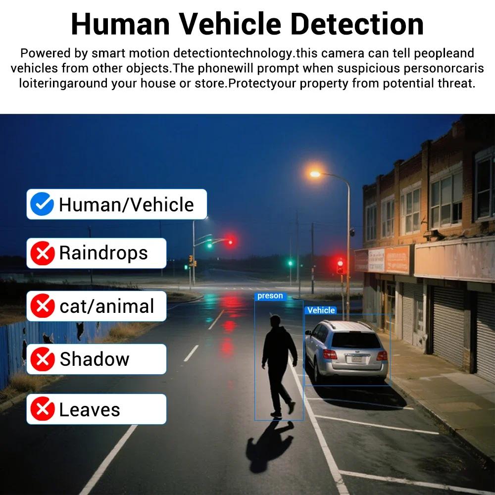 4K POE IPC Camera 8MP Ultra HD Outdoor Security CCTV with Color Night Vision, Human Vehicle Detection, IP66, Support Tuya APP