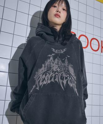 Restriction Pigment Snap Hoodie Smoke Black