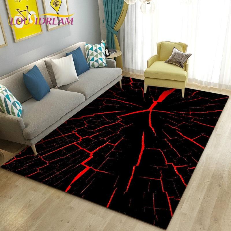 3D Volcano Lava Magma Area Rug Large,Carpet Rug for Living Room Bedroom Sofa Doormat Decoration,Kid Game Play Non-slip Floor Mat
