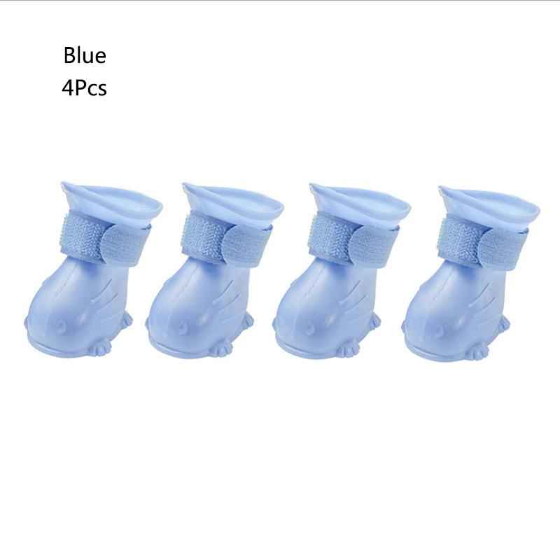 4Stk/Set Haustier Hund Regenschuhe Rutschfest Wasserdicht Katze Schuh Gummistiefel für Outdoor Schuhwerk Socken Hunde Katzen Fußschutz