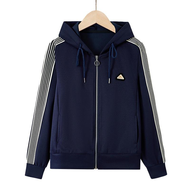 Women's Casual Spring Two-Piece: Loose Zipper Jacket & Elastic Waist Pants for Middle-Aged & Elderly