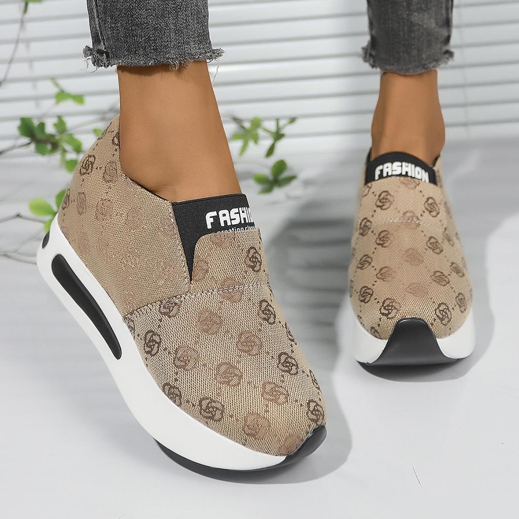 New spring and autumn single shoes lace mesh casual height increase muffin