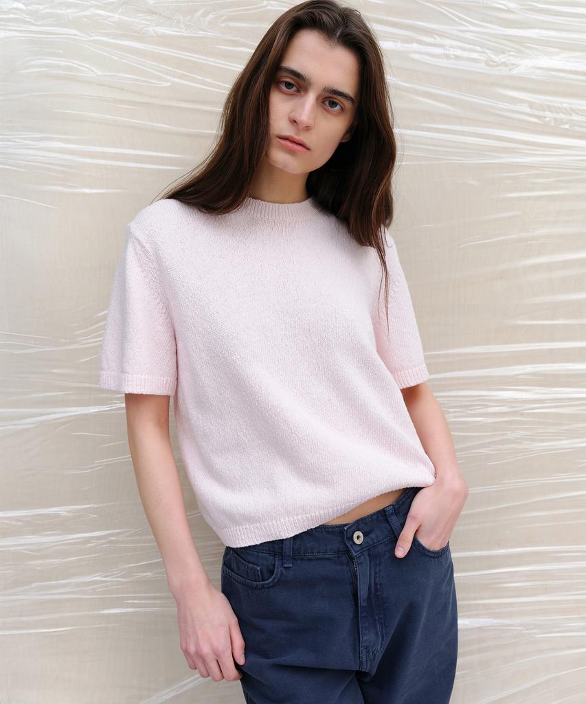 Leuba Pebble Boucle Knit Top - Blush Pink