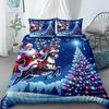 Cartoon Santa Claus Duvet Cover Elk Christmas Bedding Set With Zipper 1 Duvet Cover 2 Pillow Case Queen King Bedroom Decor
