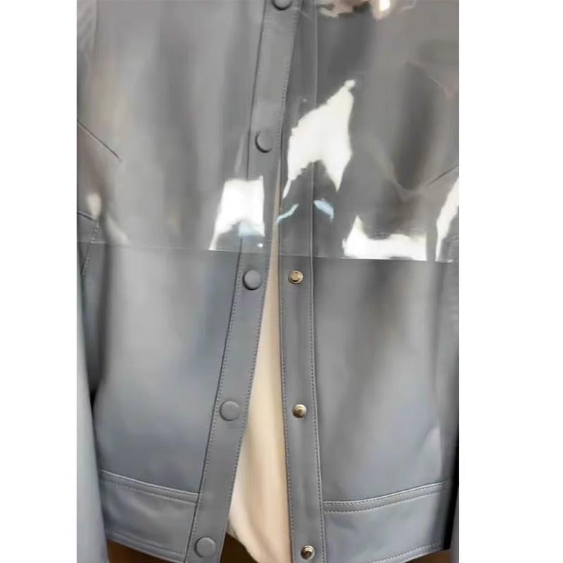 Chic European Xiaoxiang Style Blue Leather Jacket for Women - Unique and Stylish for Early Autumn