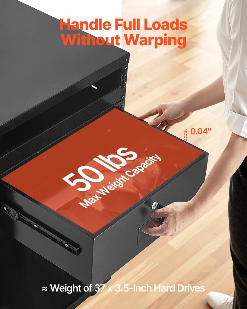 4U Rack Mount Drawer, 22.68 Kg Max Load-Bearing, Lockable Server Cabinet Case, Sliding Drawer with Lock and Cable Management Holes, for Network