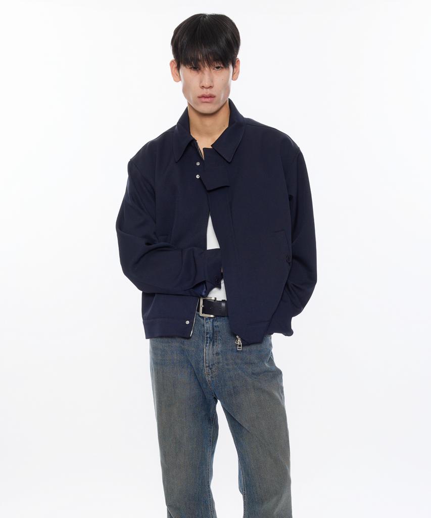 Piari Refined Wool Touch Short Blouson (Navy)