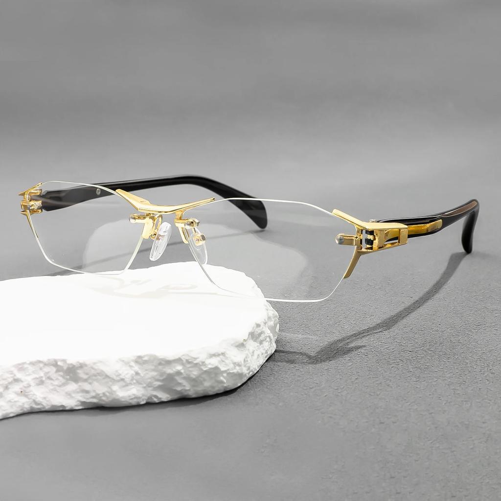 Brand High Definition Presbyopia Glasses Frame Men 2025 New Women Rimless Prescription Square Eyeglasses Reading Eyeglasses