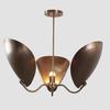Stilnovo Style Three Curved Disk Shade Sputnik Pendant Light Fixture Brass