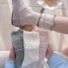 1 Pair Ballet Style Double Layer Black Fungus Edge Socks Summer Thin Mesh Breathable Japanese Style Series Girls Pile Socks