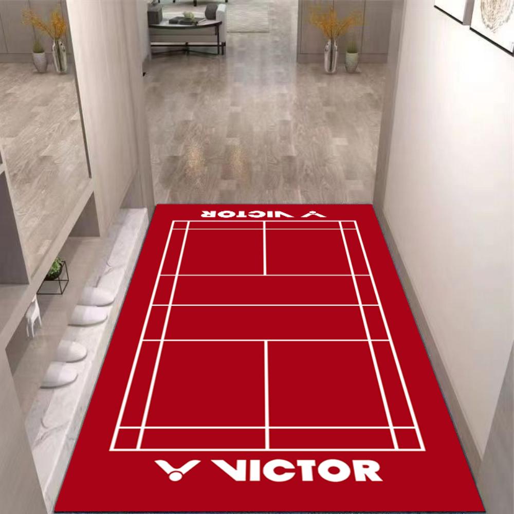 Colorful Badminton Themed Area Rug Carpet Non Skid Floor Mat for Living Room Bedroom Sports Lovers Decor Fun Casual Home Accent