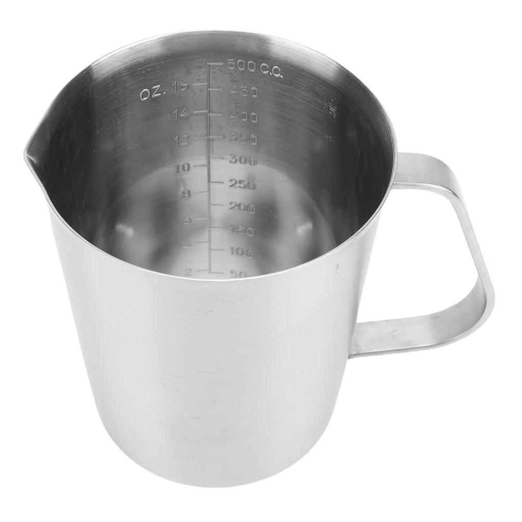 Stainless Steel Measuring Cup Milk Frothing Pitcher with Oz ML Marking Milk Frother Cup with Handle